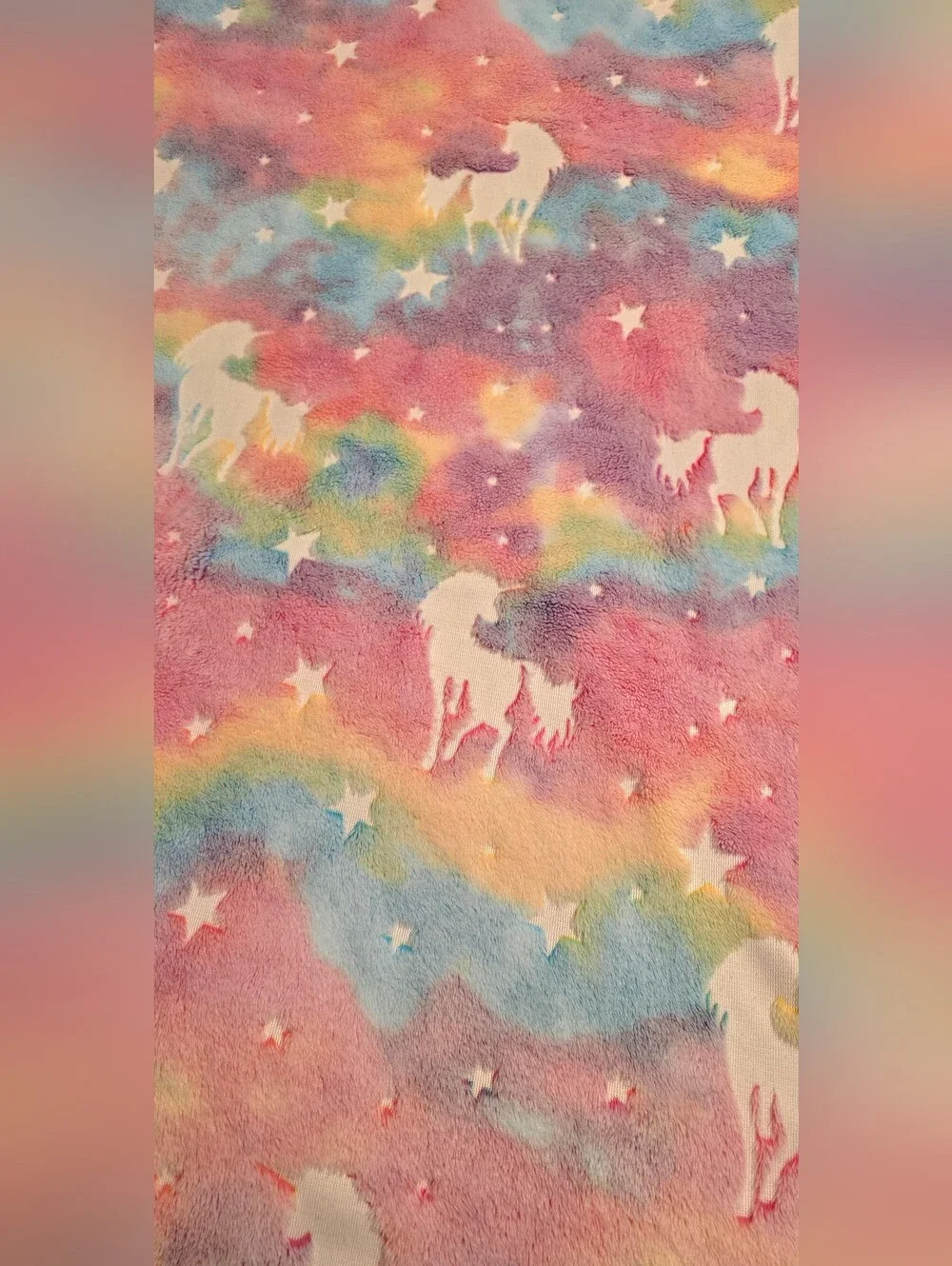NWOT Glow In The Dark Baby Blanket Rainbow Unicorns